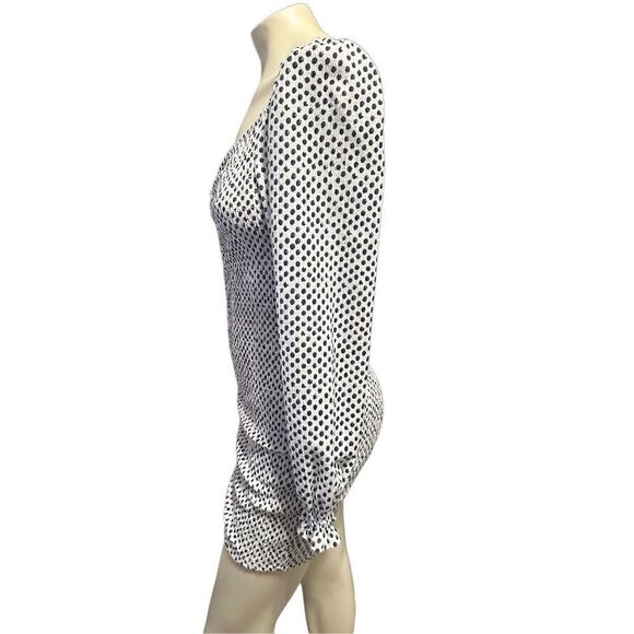Midnight Doll Women's Long Sleeve Emma Ruched Drawstring Dot Dress Large 🛑 - Picture 2 of 8